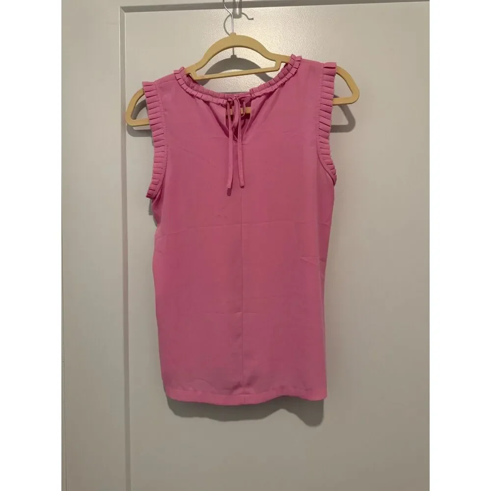J.Crew Pink Ruffle-Trim Sleeveless Blouse | Size 4